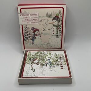 Williams Sonoma Festive Snowman Coasters Set
